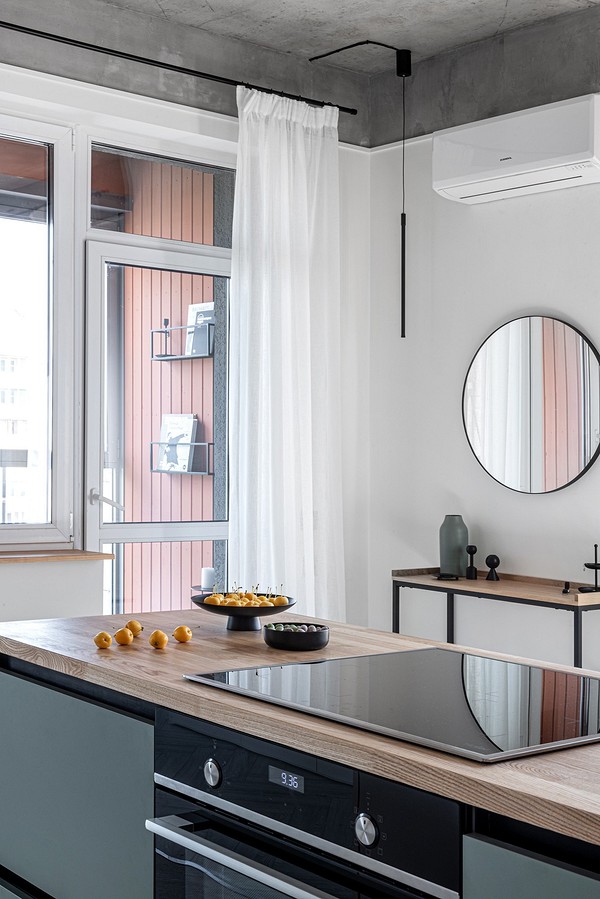 Текстура дерева в інтер'єрі Інтер'єр з дерев'яною стільницею, освітлення підкреслює текстуру натурального дерева.