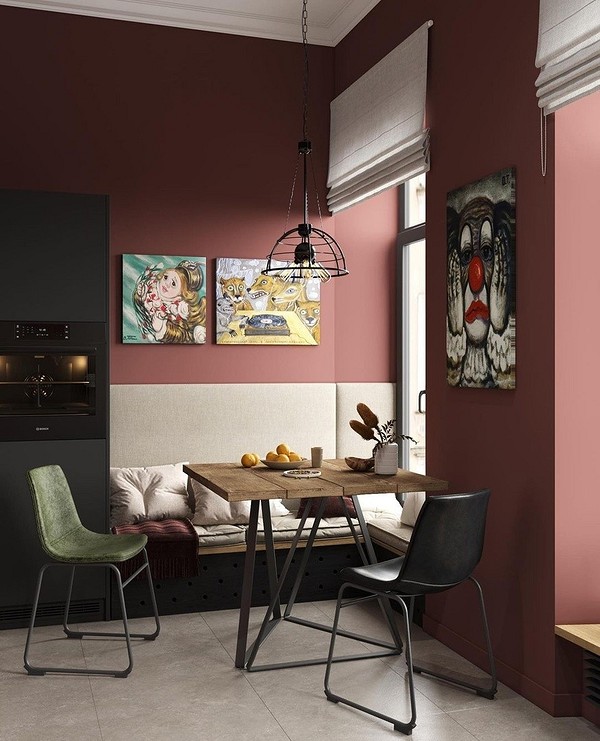 Невеликий кухонний куточок з кутовим диваном біля вікна для сніданку 2026.