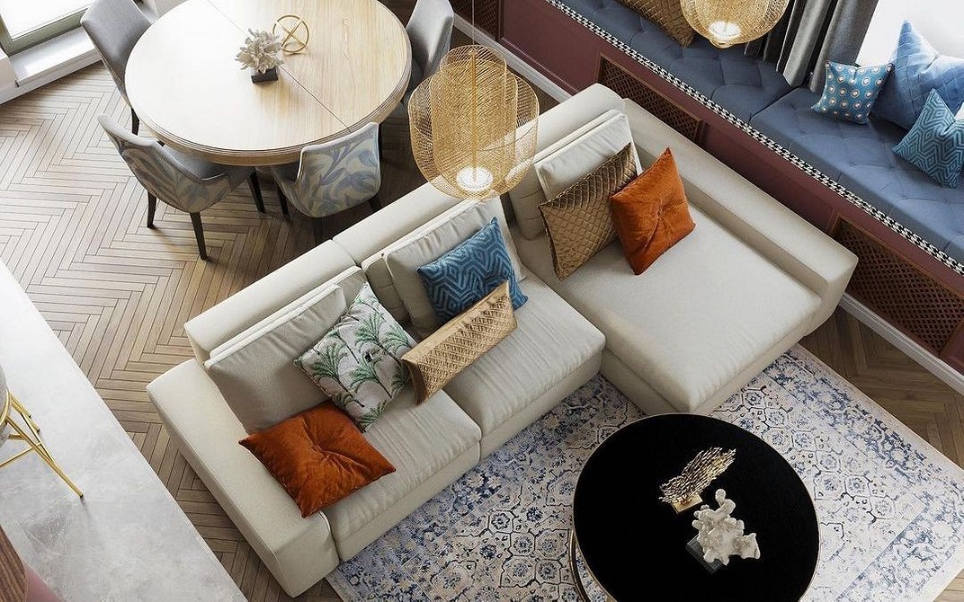 Кутовий диван у мінімалістичному стилі: функціональність та лаконічність у дизайні вітальні.