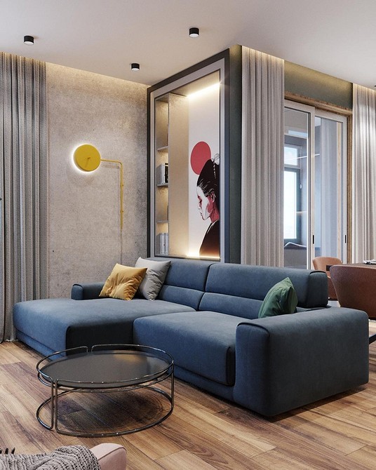 Кутовий диван з текстильною оббивкою: комфорт та стиль в дизайні сучасної вітальні.