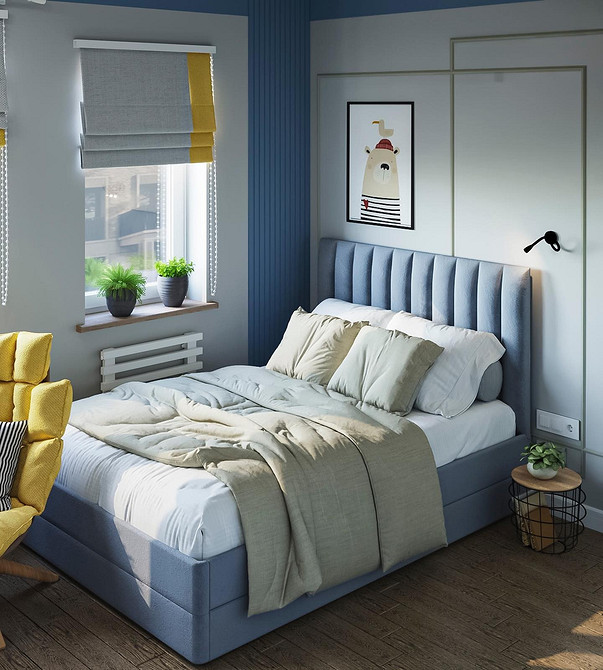 Кольори для спальні з ліжком-подіумом: поради від MZ Atelier.