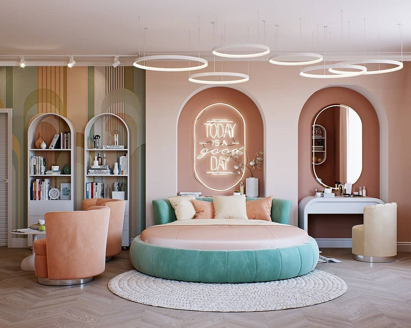 Розкішне ліжко 2026 Розкішна спальня з великим ліжком та елегантним дизайном 2026 року.