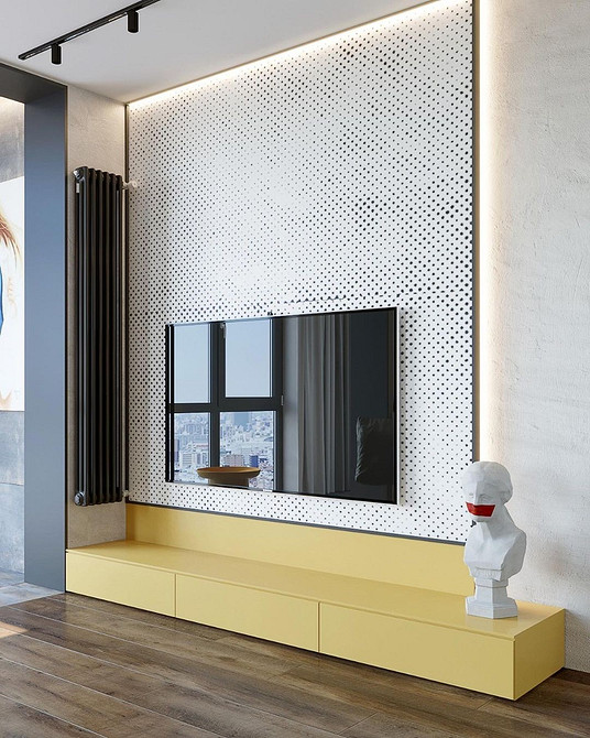 Тумба під телевізор в стилі лофт з дерева та металу для вітальні.