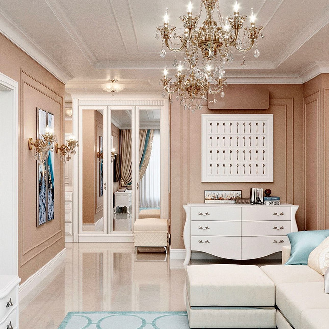 Велика дзеркальна шафа у вітальні: практичність та елегантність в дизайні інтер'єру.