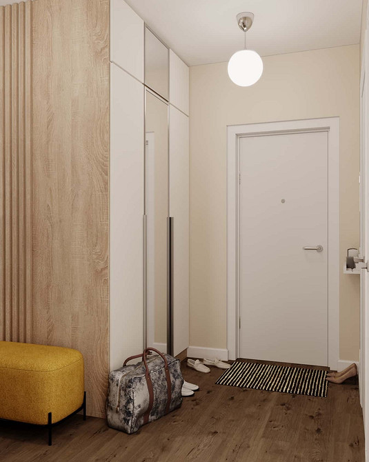 Дзеркальна шафа у вітальні: елегантний дизайн та відображення світла, візуальне збільшення простору.