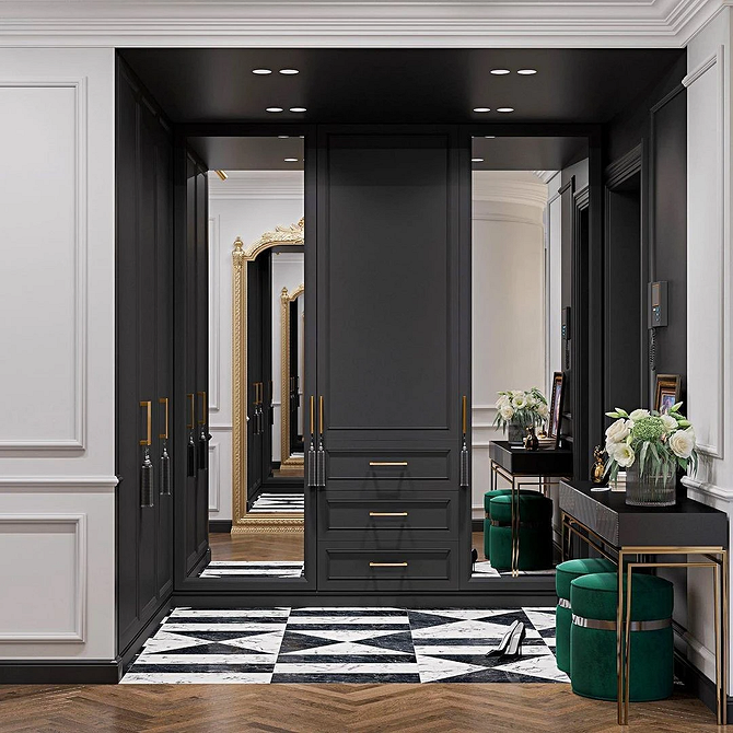 Вбудована дзеркальна шафа-купе в спальні, сучасний дизайн 2026.