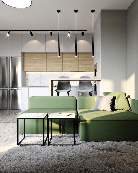 Зелений диван у маленькій квартирі: рішення для економії простору 2026