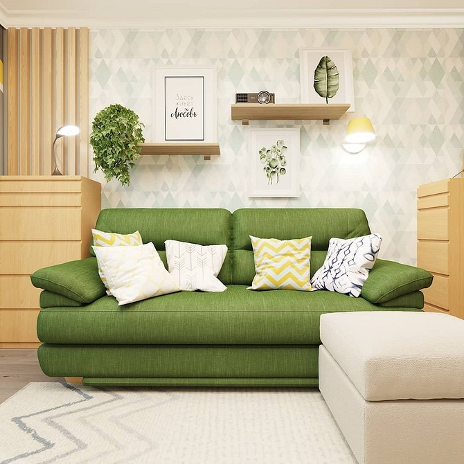 Стильний зелений диван в сучасному інтер'єрі: тренди 2026 року