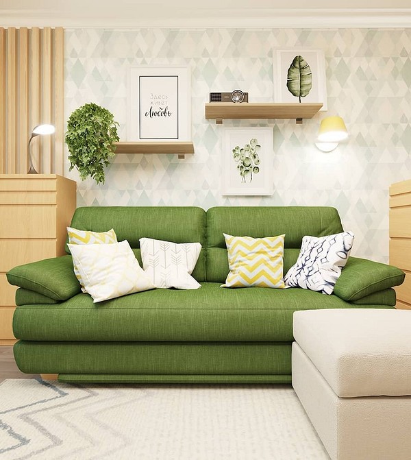 Зелений диван в інтер'єрі вітальні: сучасний дизайн та поєднання кольорів 2026