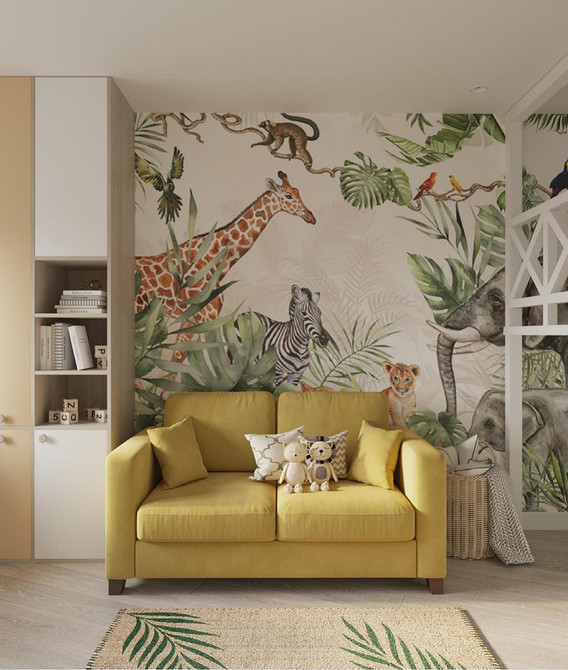 Жовтий кутовий диван у великій вітальні: зручне та сімейне рішення.